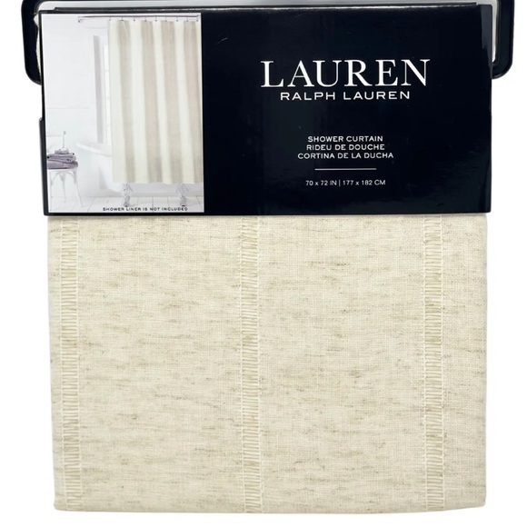 RALPH LAUREN 70 x 72 Linen Polyester Chic Hemstitch Easy Care Shower Curtain NEW - Picture 1 of 2